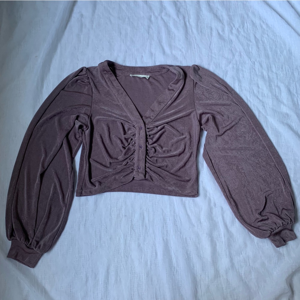 Elodie puffed sleeve button down long sleeve top